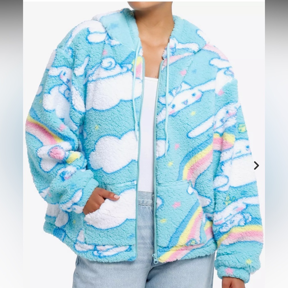 ☁️🌈 Cinnamoroll Rainbow Cloud Girls Sherpa Hoodie ☁️🌈